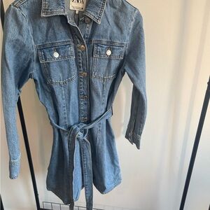 Zara Denim Belted Dress - worn once